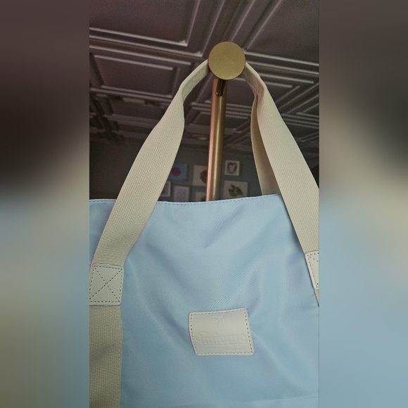 IMIOMO Travel 2 Piece Duffel Weekend Large Overnight Tote Bag.Blue/cream. NWOT - Picture 5 of 16